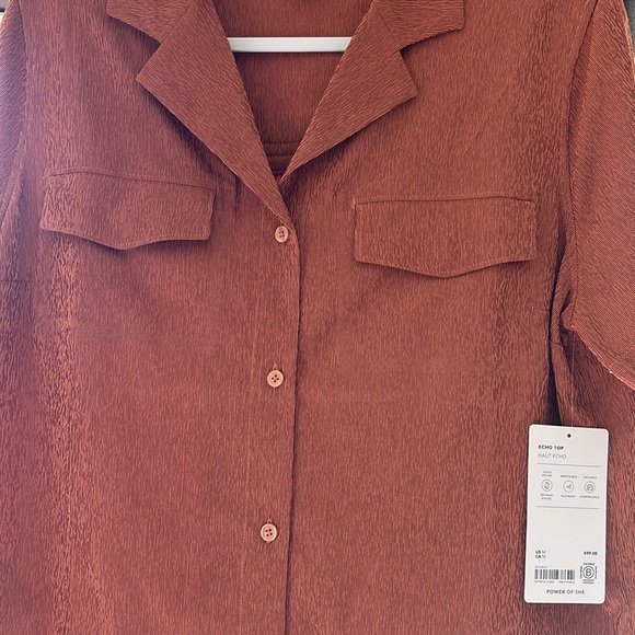 NWT SZ M Athleta Echo Top Rustic Brown - Picture 5 of 5